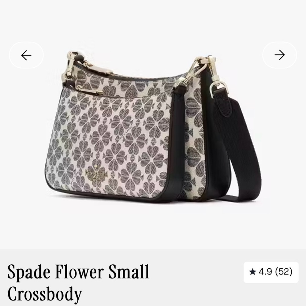 NWT Kate Spade Black and Off-White Floral Small Dual Crossbody